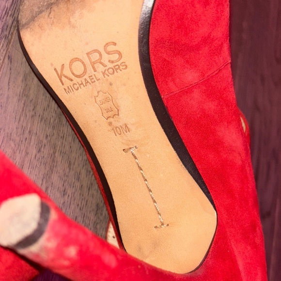 Michael Kors Red Suede Heels - Picture 9 of 17